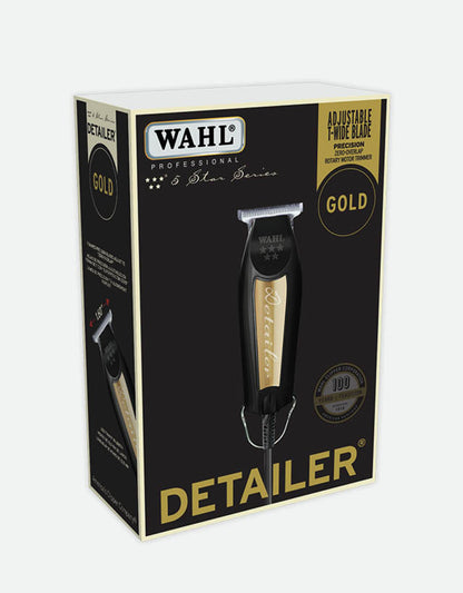 Wahl - 5 Star Series Detailer Professional Corded Trimmer, "T" Wide Blade, Black & Gold Edition - The Panic Room