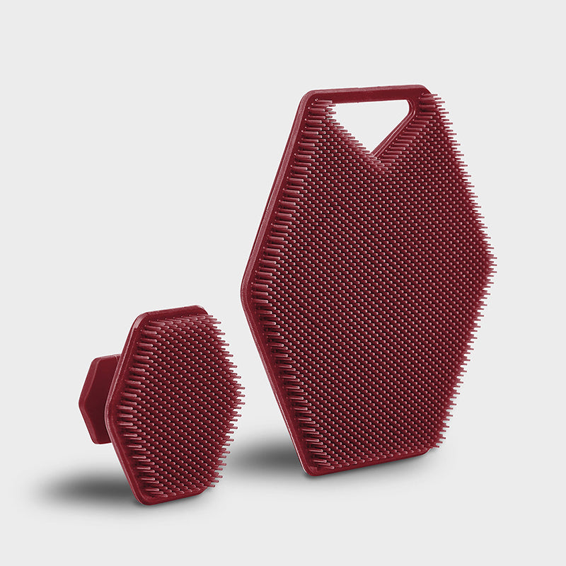 Tooletries - The Face & Body Scrubber Set, Burgundy - The Panic Room